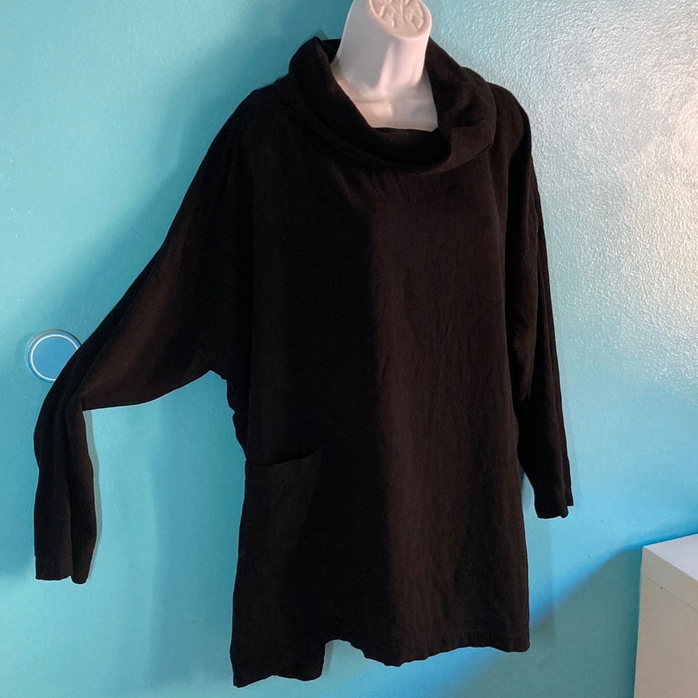 Gerties Womens Size L Black Turtleneck Pullover Oversized Top